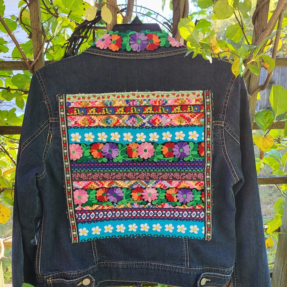 Vintage Trims Upcycled Denim Jacket  - Medium